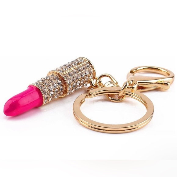Accessories New Pink Rhinestone Lipstick Bag Charm Keychain Poshmark